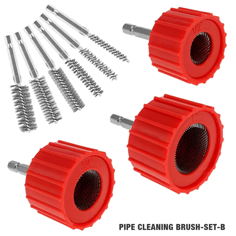 3/9/15Pcs metal pipe/copper pipe cleaning brush, grinding/rust removal tools,copper wire/stainless steel drilling cleaning brush