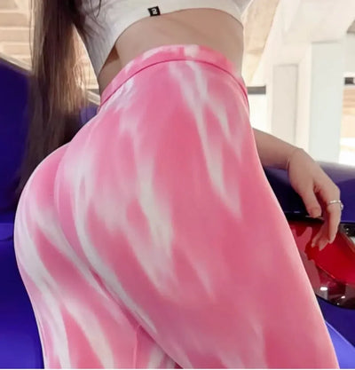 Women Tie Dye Leggings Scrunch Gym
