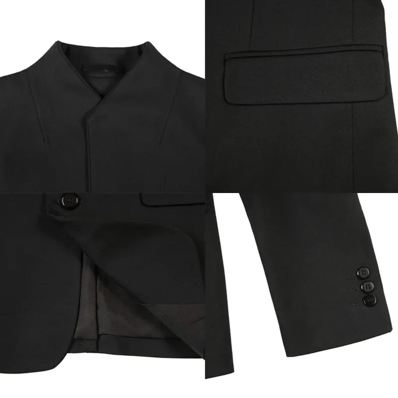 Blazer Hombre High Quality New Stand Collar Blazers For Men Single Breasted Slim Fit Formal Elegant Suit Jackets And Coats 4XL-M