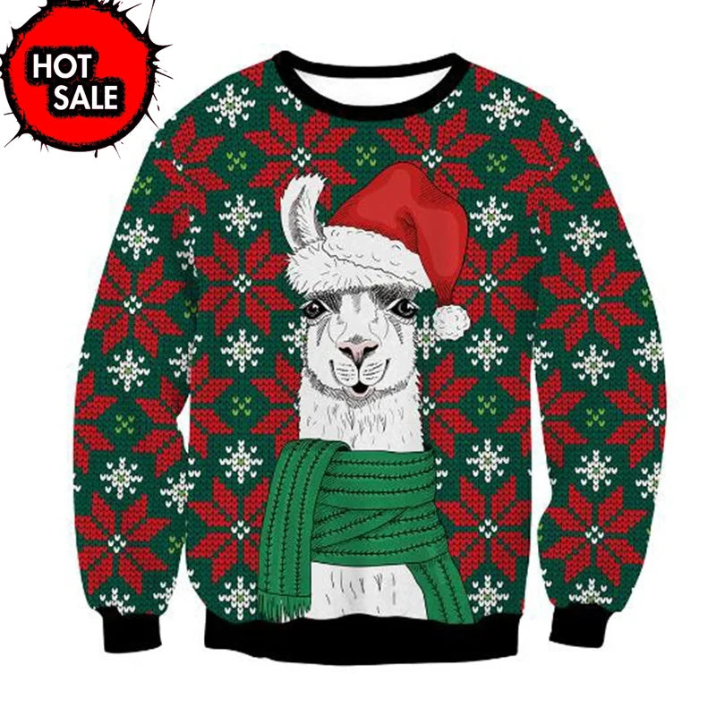 New Mens Christmas Jumper Sweatshirt Funny Humping Reindeer Climax Tacky Ugly Xmas Sweater Tops Couple Crew Neck Party Sweaters