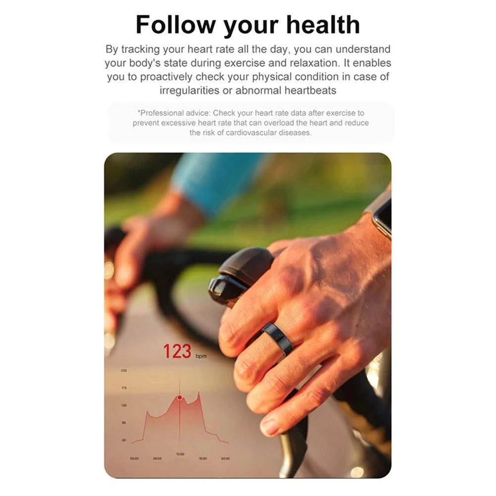 R02 Smart Ring Military Grade Titanium IP68 & 3ATM Waterproof Sleep Heart Rate Health Monitoring Multi-sport Modes Tracker Ring