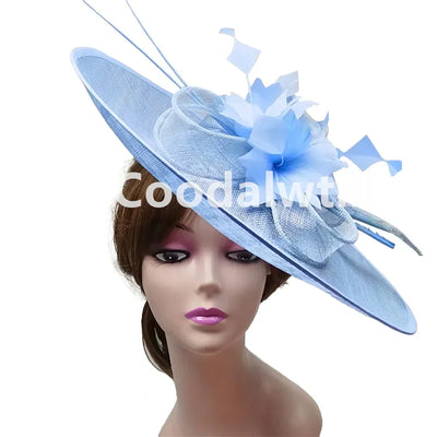 Royal Ascot Big Fascinator Hat Women Kentucky Derby Feather Large Hat Fascinator Party Wedding Headpiece Flower Church Chapeau