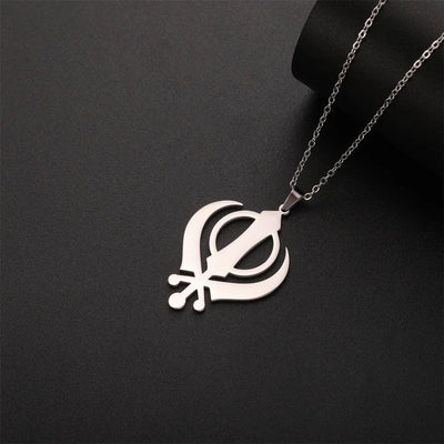 EUEAVAN Classic Sikhism Symbol Necklace for Women Men Stainless Steel Sikh Khanda Necklaces Religious Protection Amulet Jewelry