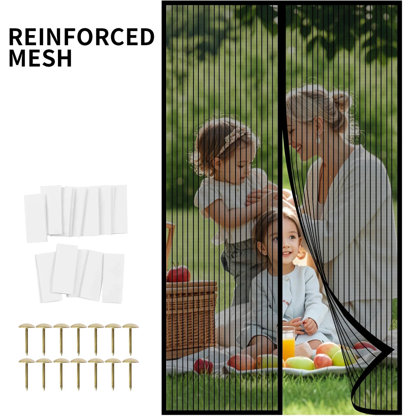 Magnetic Screen Door Screen Door Mesh Keep Bugs Out Heavy-Duty Mesh Curtain Pet and Kid Friendly Works with Front Doors