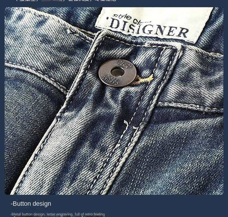 High-end 2022 Retro Motorcycle Jeans Men Spring Autumn Loose Zipper Designer Straight Pants Stitching Tooling Cargo Pants Men