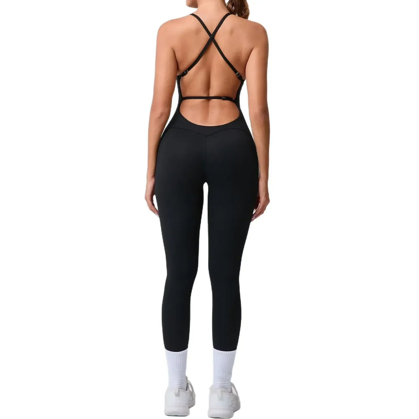 Seamless Yoga Jumpsuits Sports Fitness Cross Straps Beauty Back Peach Hip Raise Tight One-piece Gym Workout Tracksuits for Women