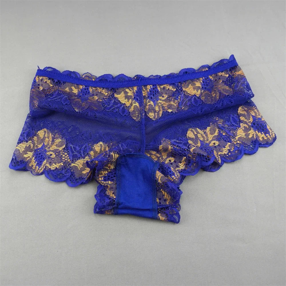 New 2023 Transparent Underwear Women Sexy Lace Panties Women Bikini Bottom Boyshorts Hollow Out Ladies Floral Boxers M-XXL