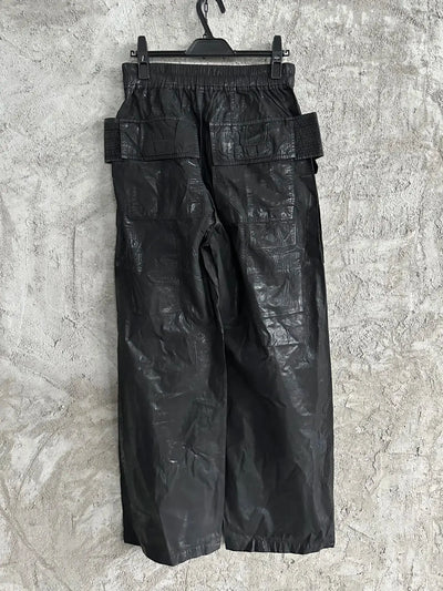 Owen Seak Men Oil wax Denim Jeans Classic Gothic Men's Coated Casual High Street Straight Hip Hop Women Solid Jeans Loose Pants