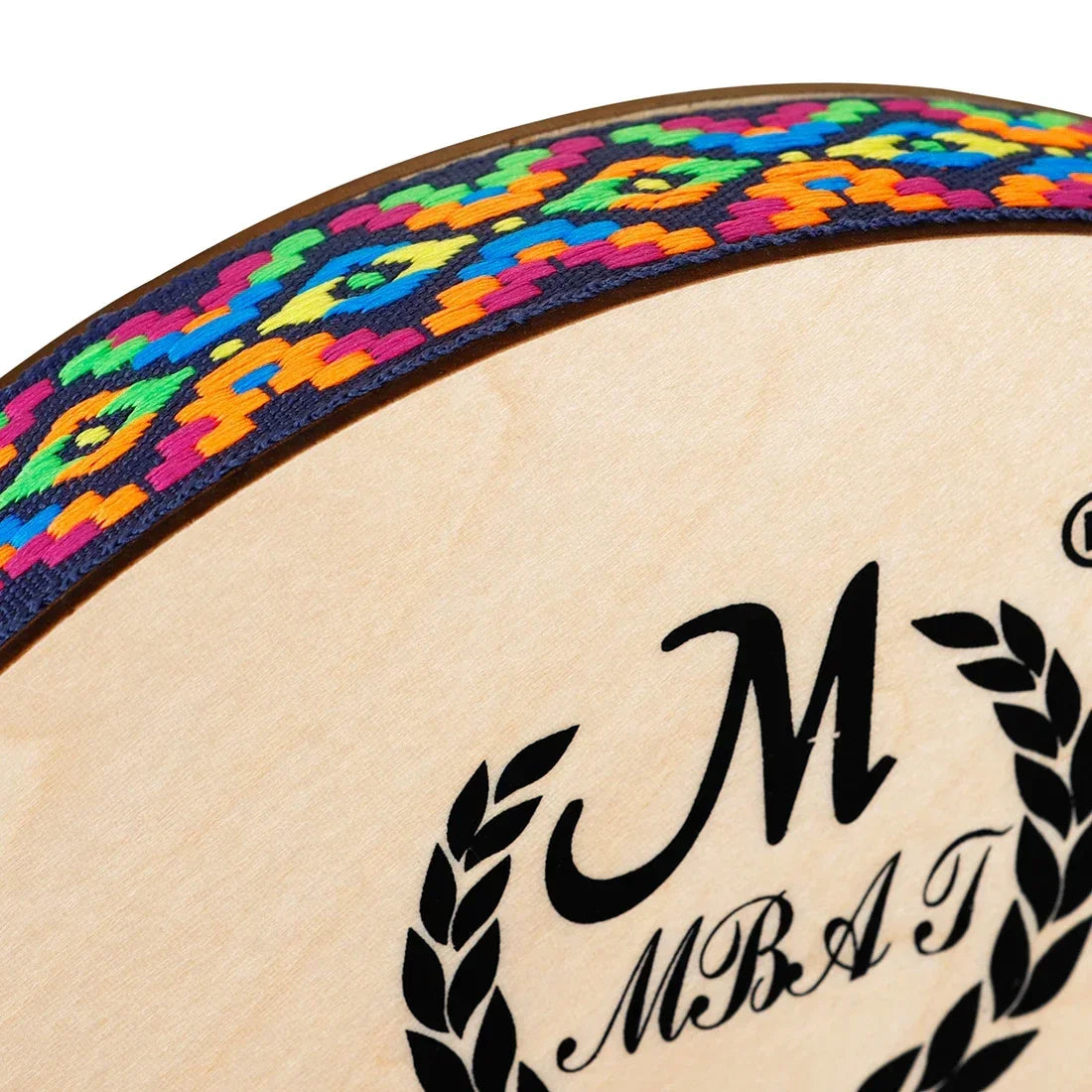 M MBAT 8 Inch Stream Drums Solid Wood Hand Carving Sun Pattern and Colorful Woven Trim Sea Wave Sound Percussion Instrument
