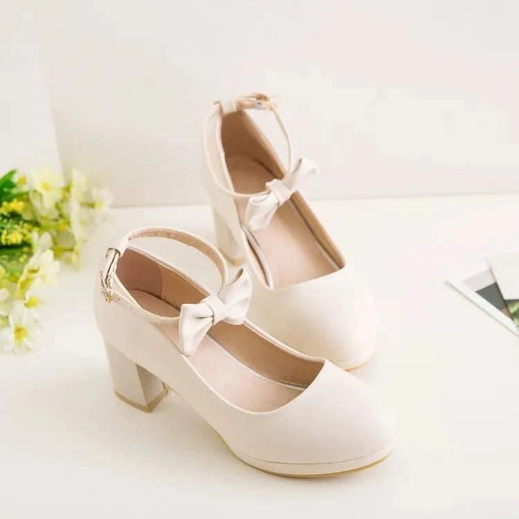Girl's Fashion Bow Thick Heel Shallow High Heel Shoes |  Platform Pumps For Party, Wedding 30-43 | Kids, Children Fashion