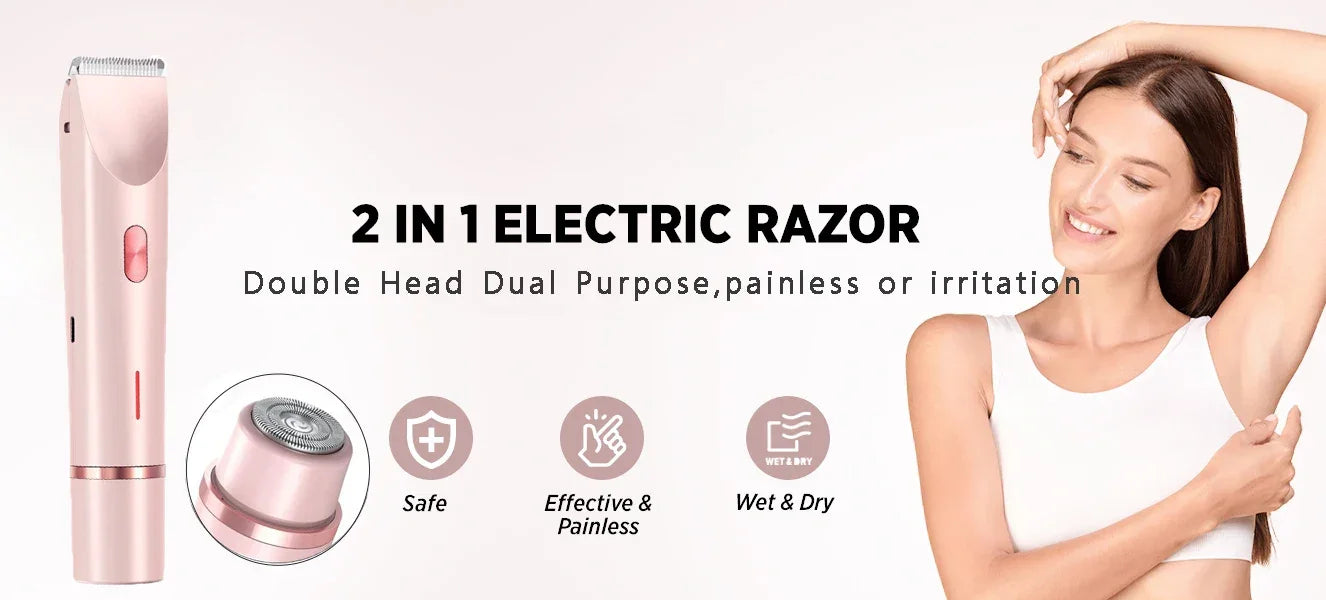 Electric Razor for Women Painless Women Mustache Electric Shaver for Leg Bikini Body Hair Trimmer Facial Epilator Hair Remover