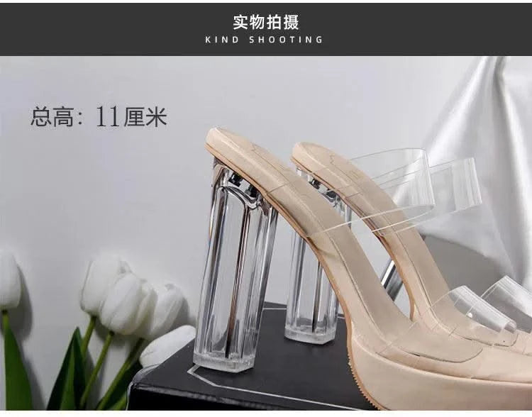 Women's Thick Crystal High Heels, Summer | Waterproof | Not Tired Feet | Slippers, Sandals, Women's Shoes