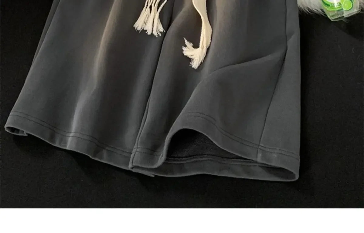 Solid Color Wide-leg Pants for Men New in Summer 2025 Loose and Versatile Sporty Mid-length Shorts Trendy