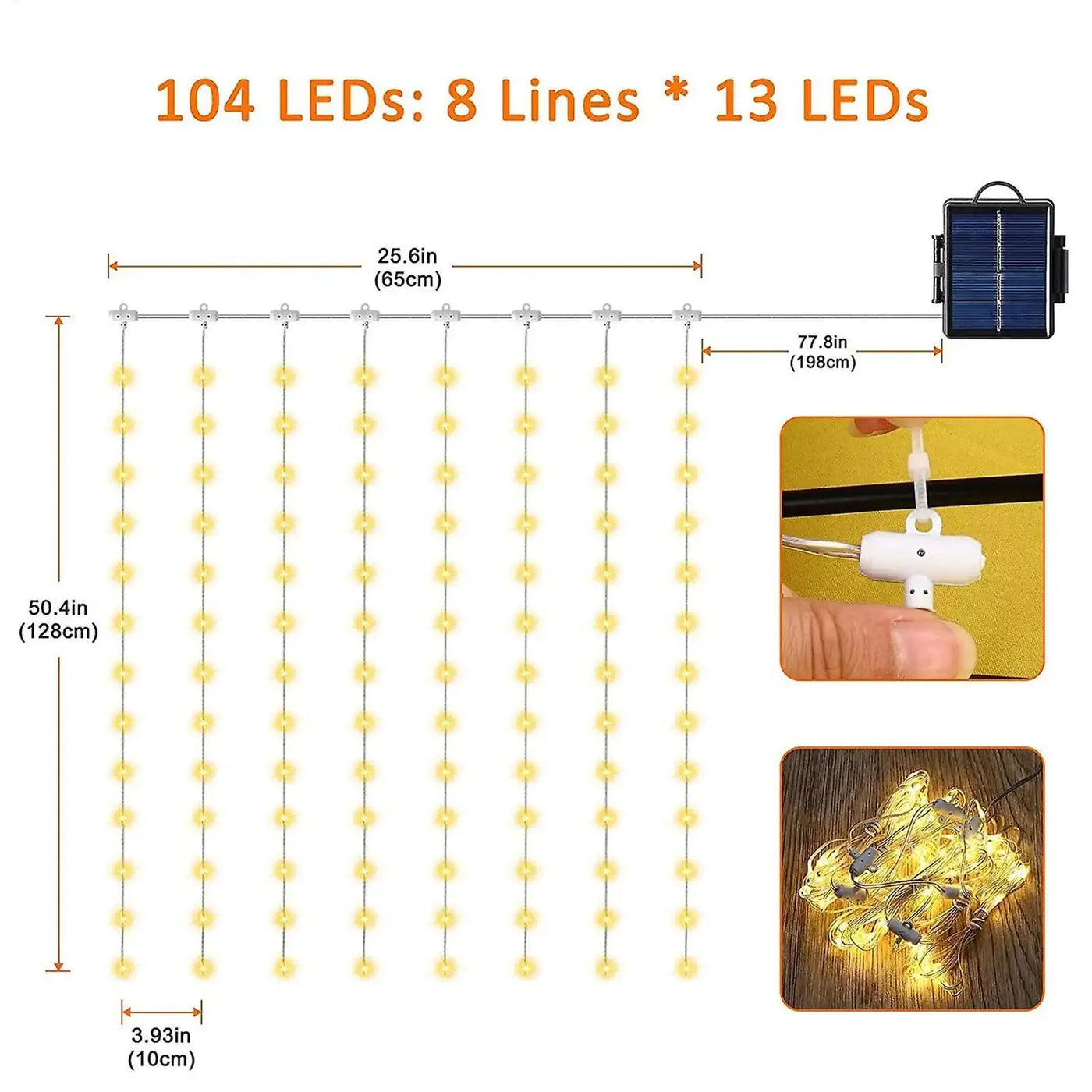 104 LED Umbrella String Light With 8 Modes Waterproof Solar String Lamp For Outdoor Lighting Beach Garden Decoration