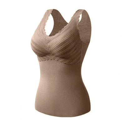 Thermal Underwear Vest Padded Vest Thermo Seamless Lace Velvet Lining Tube Top Bottoming Vest Women Winter Warm Undershirt