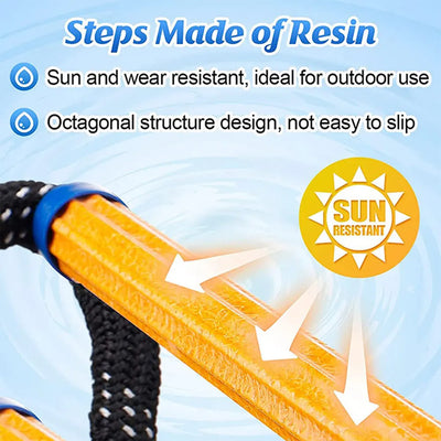 4 Step Boat Rope Ladder Folding Heavy Duty Climbing Rope Assist Boat Ladder for Inflatable Boat Kayak Motorboat Canoeing
