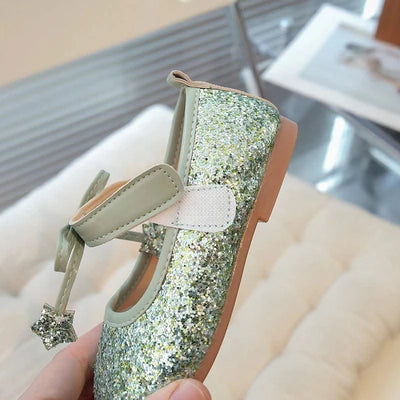 Children's Leather Shoes New Spring Autumn Ballet Flats for Girls Sequins Princess Versatile Kids Fashion Causal Catwalk Shoes