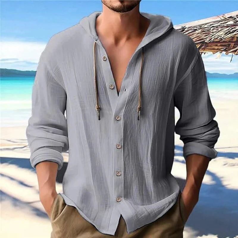 Men's Linen Shirt Solid Streetwear