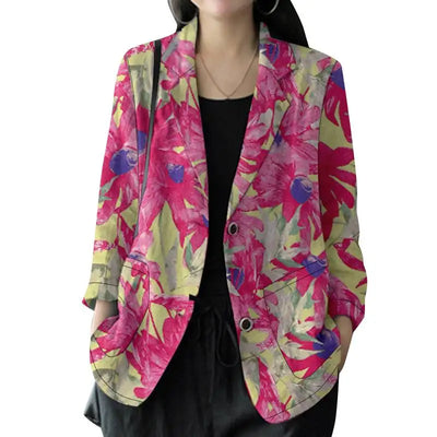 Women's Autumn Coats ZANZEA Stylish Lapel Neck Long Sleeve Blazer Thin Tops Vintage Woman Floral Printed Suits Casual Outwears