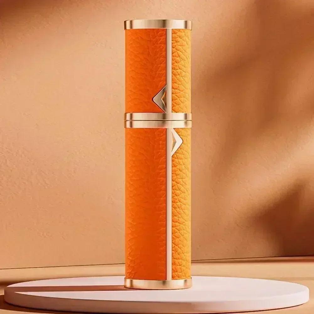 Luxury bottom-filled perfume bottle aluminum self-pumping 5ml real leather spray cologne moisturizer fragrance