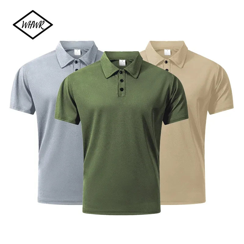 New Men's Short Sleeve Polo Shirts  Summer Trendy Breathable Loose Solid Color Slim Fit Casual T-shirt Basic Top Men Golf Shirts