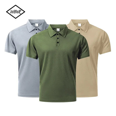 New Men's Short Sleeve Polo Shirts  Summer Trendy Breathable Loose Solid Color Slim Fit Casual T-shirt Basic Top Men Golf Shirts