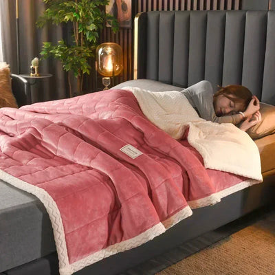 Milk Fleece Autumn Winter Warm Weighted Blankets for Beds European Thickened Beibei Velvet Throw Blanket Warmth Quilt Comforter