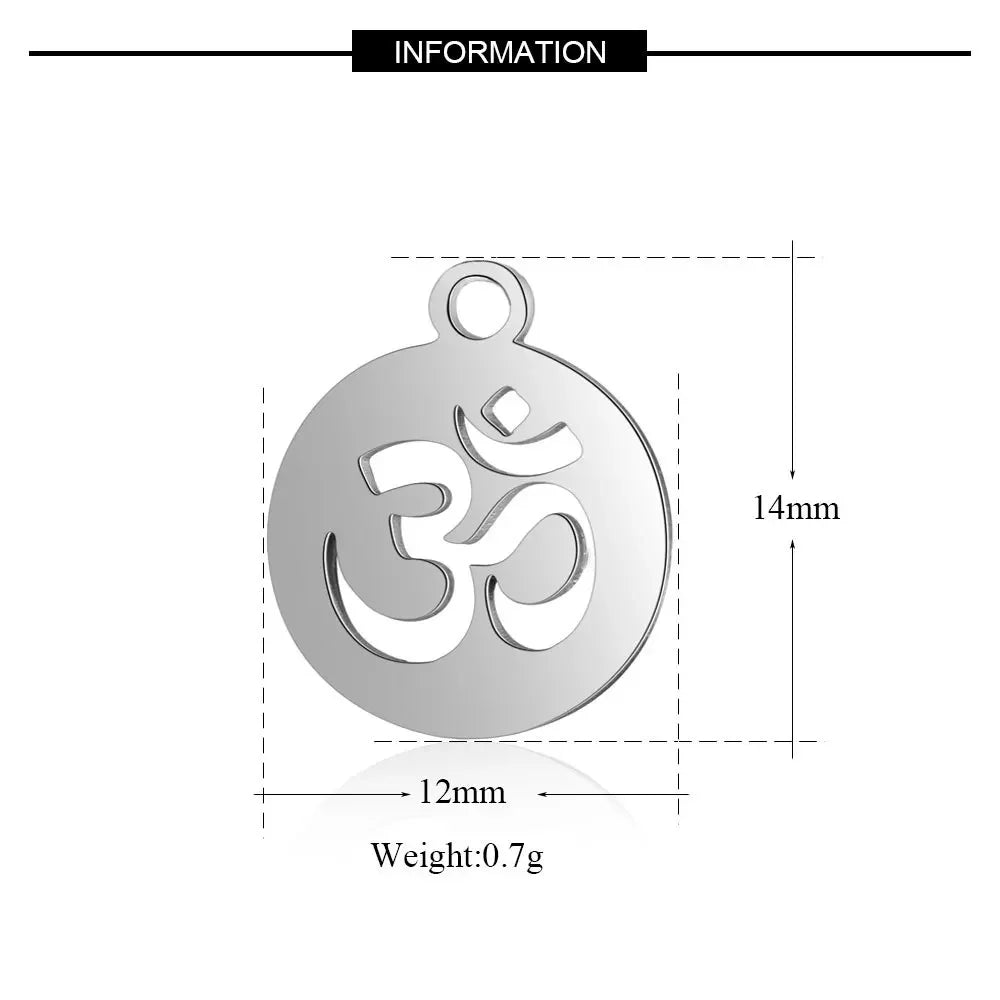 10pcs/Lot 316LStainless Steel AUM OM Ohm Hindu Hinduism Yoga Sign Charms Pendants For Necklace Bracelet DIY Jewelry Making