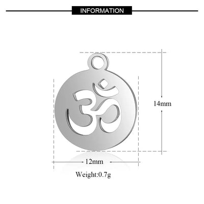 10pcs/Lot 316LStainless Steel AUM OM Ohm Hindu Hinduism Yoga Sign Charms Pendants For Necklace Bracelet DIY Jewelry Making