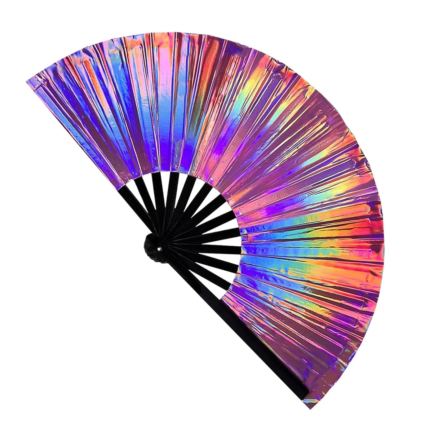 Holographic Hand Fan Raves Fans for Men Women Foldable Craft Holding Lasers Colors Hand Fan for Holiday Party