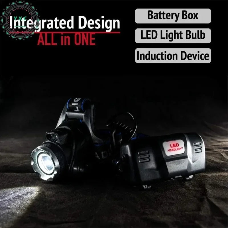 Head Light Powerful LED Headlamp Telescopic Zoomable Torch Outdoor Waterproof Rechargeable Fishing Camping Portable Headlight