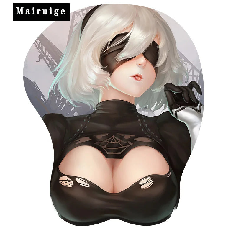 Non-slip 3D Cute Mouse Pad Anime Sexy Girl Nier 2B 3D Hip Soft Mouse Pads with Wrist Rest Gaming Mousepad Mat for LOLCSGO 26*22