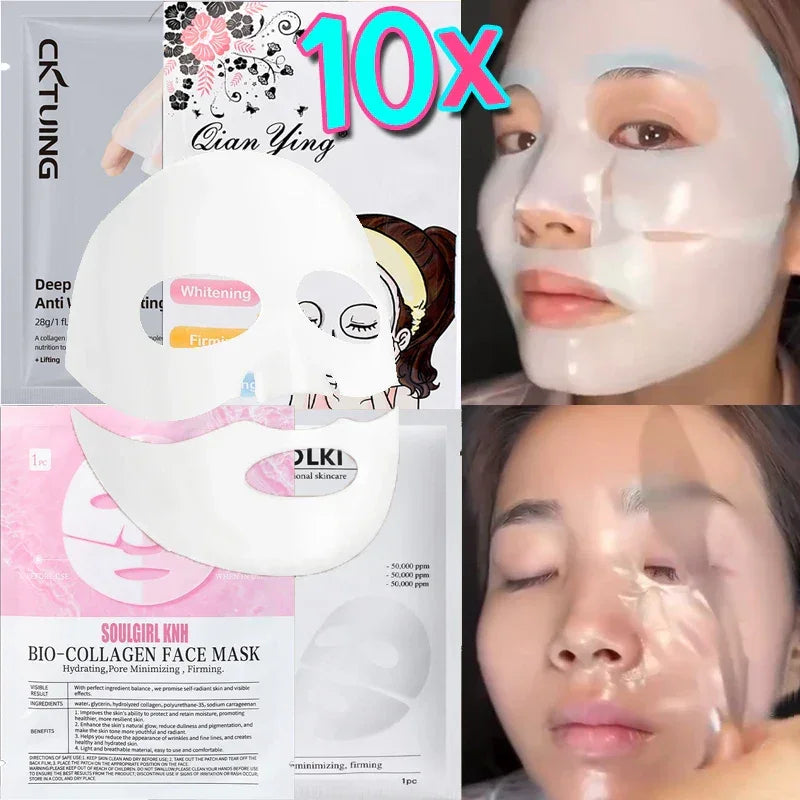 5/10PCS Collagen Face Mask Shrink Pores Deep Hydrating Overnight Mask Moisturizing Refreshing Brightening Korean Face Skin Care