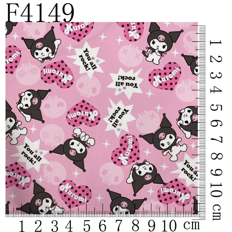 Cartoon Kuromi printed polyester cotton Fabric Clothes Patchwork Quilting DIY pet cloth bag fabric F4158