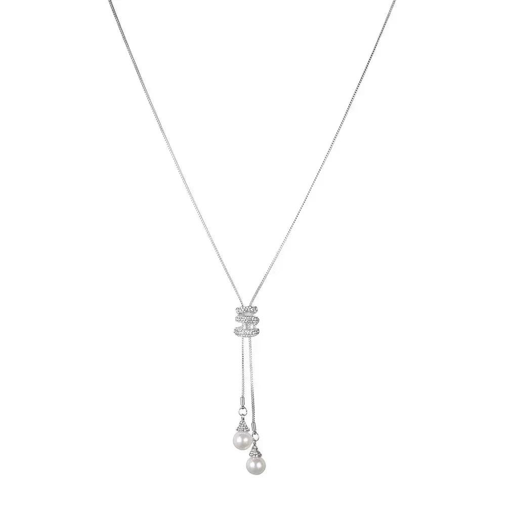 Thick necklaces for women fashion charm pendant necklace crystal long ladies pearls sweate luxury chain