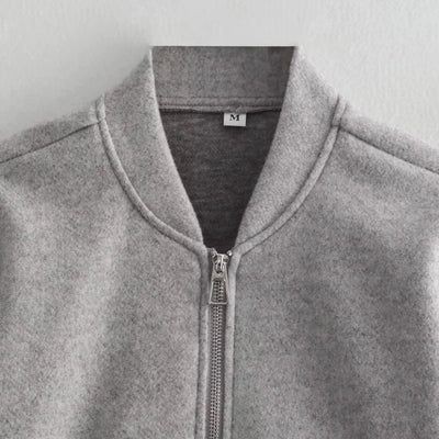 Women's Soft Bomber Jacket High Collar Long Sleeve Zipper Front Pocket