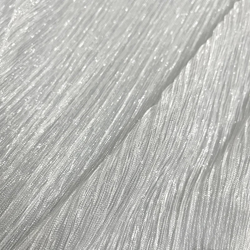Soft Tulle Pleated Fabric Bark Wrinkle Texture By The Meter for Wedding Decoration Clothes Sewing Anti-wrinkle Cloth Glossy Gray