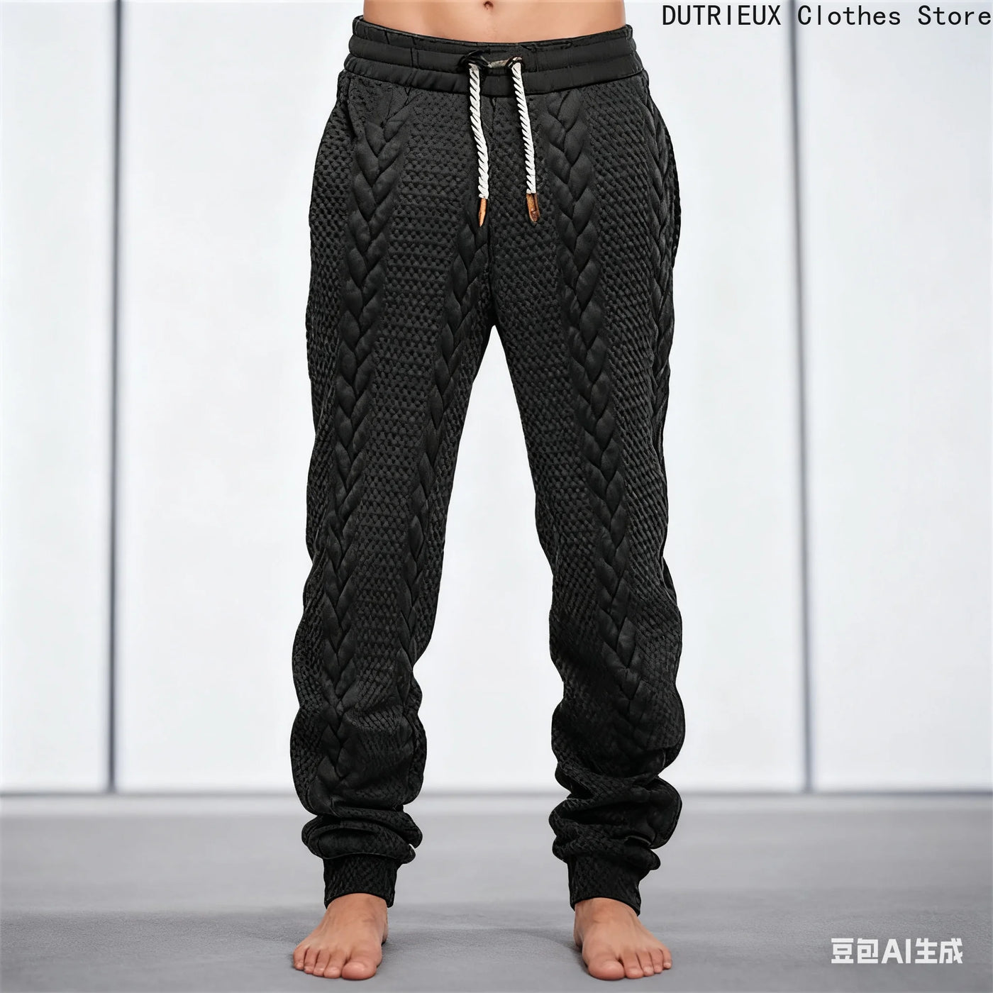 Men's Jacquard Trousers for Autumn & Winter, Soft Comfortable Casual Sportswear Pants Fashionable Street Business Attire for Men
