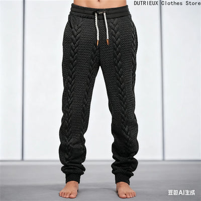 Men's Jacquard Trousers for Autumn & Winter, Soft Comfortable Casual Sportswear Pants Fashionable Street Business Attire for Men