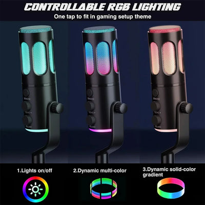 SU8-B RGB USB Gaming Microphone, Condenser Microphone with Base for PC, PS4/5, Laptop Streaming