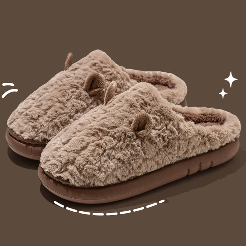 Cozy Warm Winter Indoor Slippers for Women 2025 New House Cute Plush Cotton Shoes Woman Soft Non Slip Fuzzy Home Slippers Couple