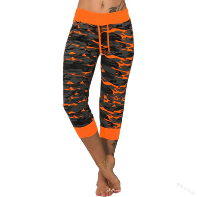Women's Pants Sports 2025 New Casual Fashion Casual Fit Yoga Camo Print Drawstring Capris Breathable Comfortable Streetwear Pant