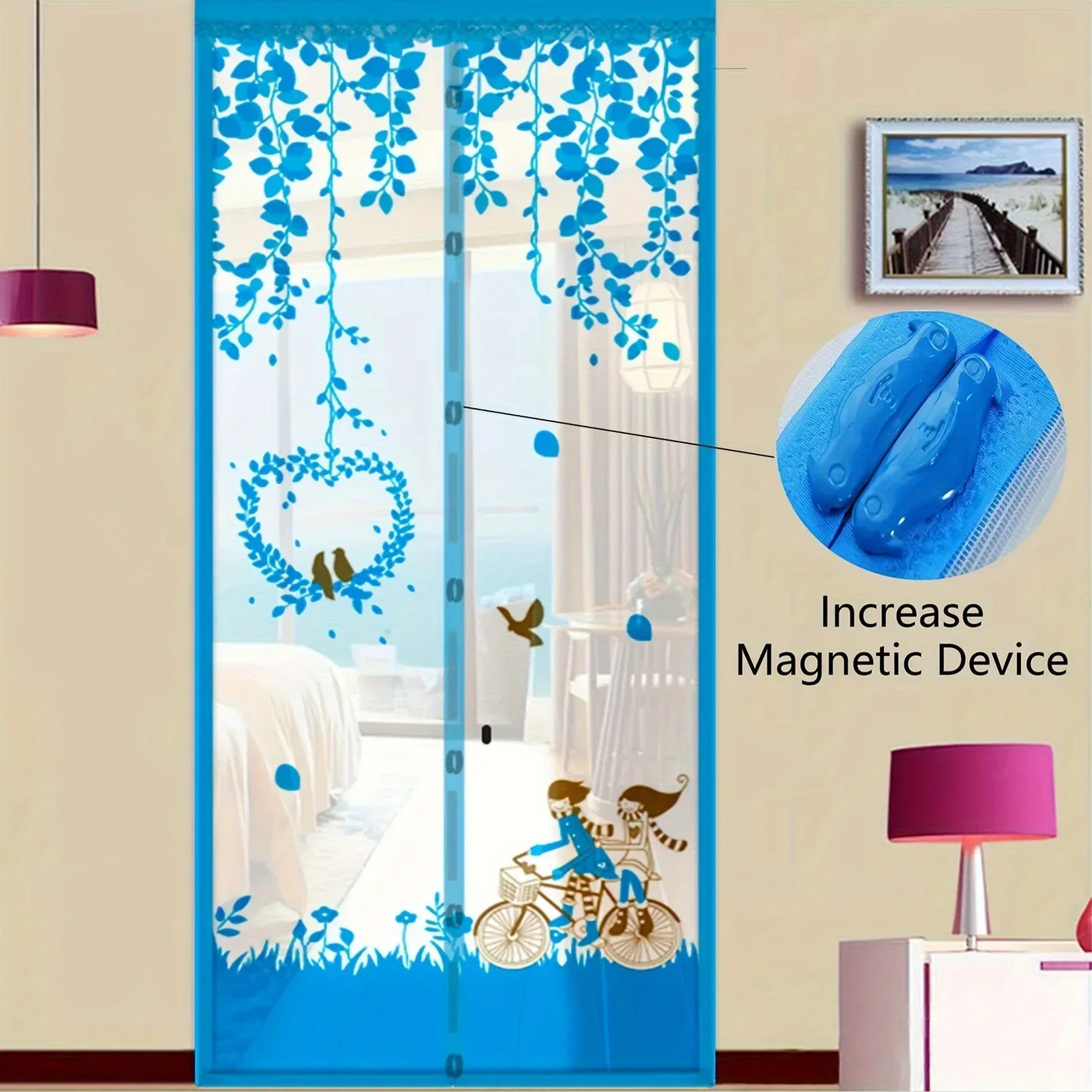 Magnetic Door Screen Curtain Automatic Closing Mosquito Insect Proof Net with Powerful Magnets Home Decor for Summer Ventilation
