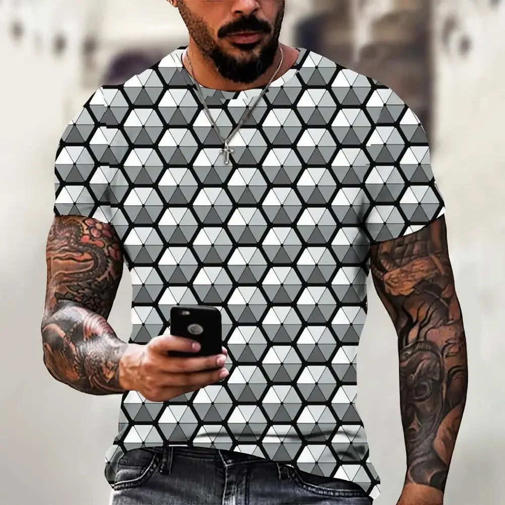 Fashion T-Shirts For Men 3d Irregular Pattern Men's Clothing Street Designer Short Sleeved Oversized Top Tees Casual Sportswear