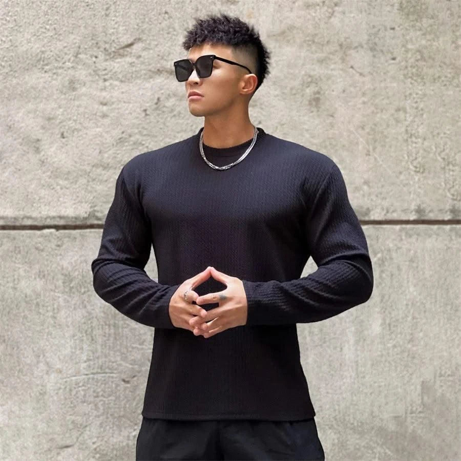 New Long Sleeve t shirt for Men Autumn Fashion Cotton Solid Color t-shirts Cozy Streetwear Men's t-shirt 3XL Baggy Korean Trendy