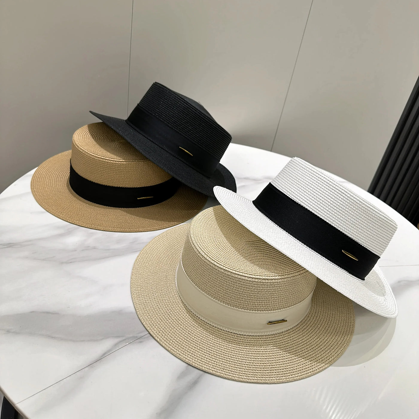 French Sunscreen Hat Women Summer Straw Hats Female Big Bim Flat Top Sunshade Cap Travel Beach Sun Visors Fisherman Cap