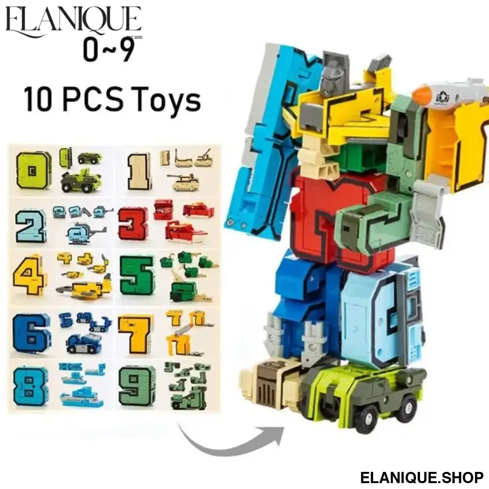 DIY Creative Building Blocks Educational Toys Assembling Action Figure Transformation Number Robot Deformation Robot Toy for Kid
