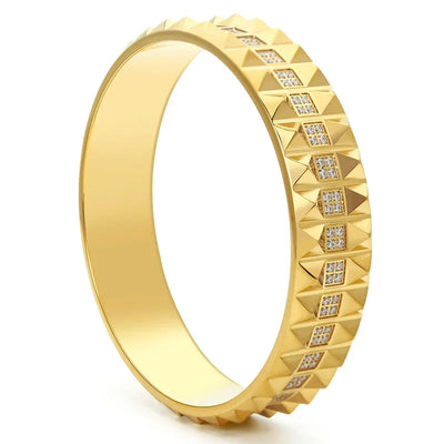 VAROLE Pyramid Bracelet For Women Gold Color Statement Cubic Zircon Bangle Stainless Steel Fashion Jewelry Pulseras Mujer