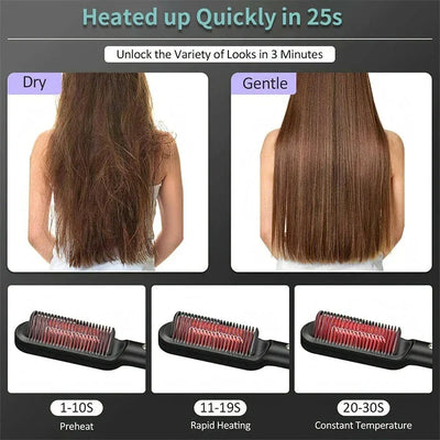 Multifunctional Ionic Hair Straightener Curler Brush Fast Heating Curler Straightener Comb Styler Electric Fast Heating Comb