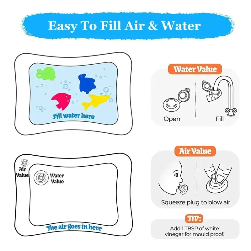 Baby Inflatable Cushion Water Play Mat Toy Infant Tummy Time Playmat  Fun Activity Education Toys for Boys Girls Birthday Gift